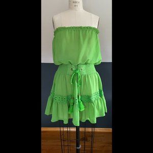 Ramy Brook Lime Crepe Strapless Cover Up